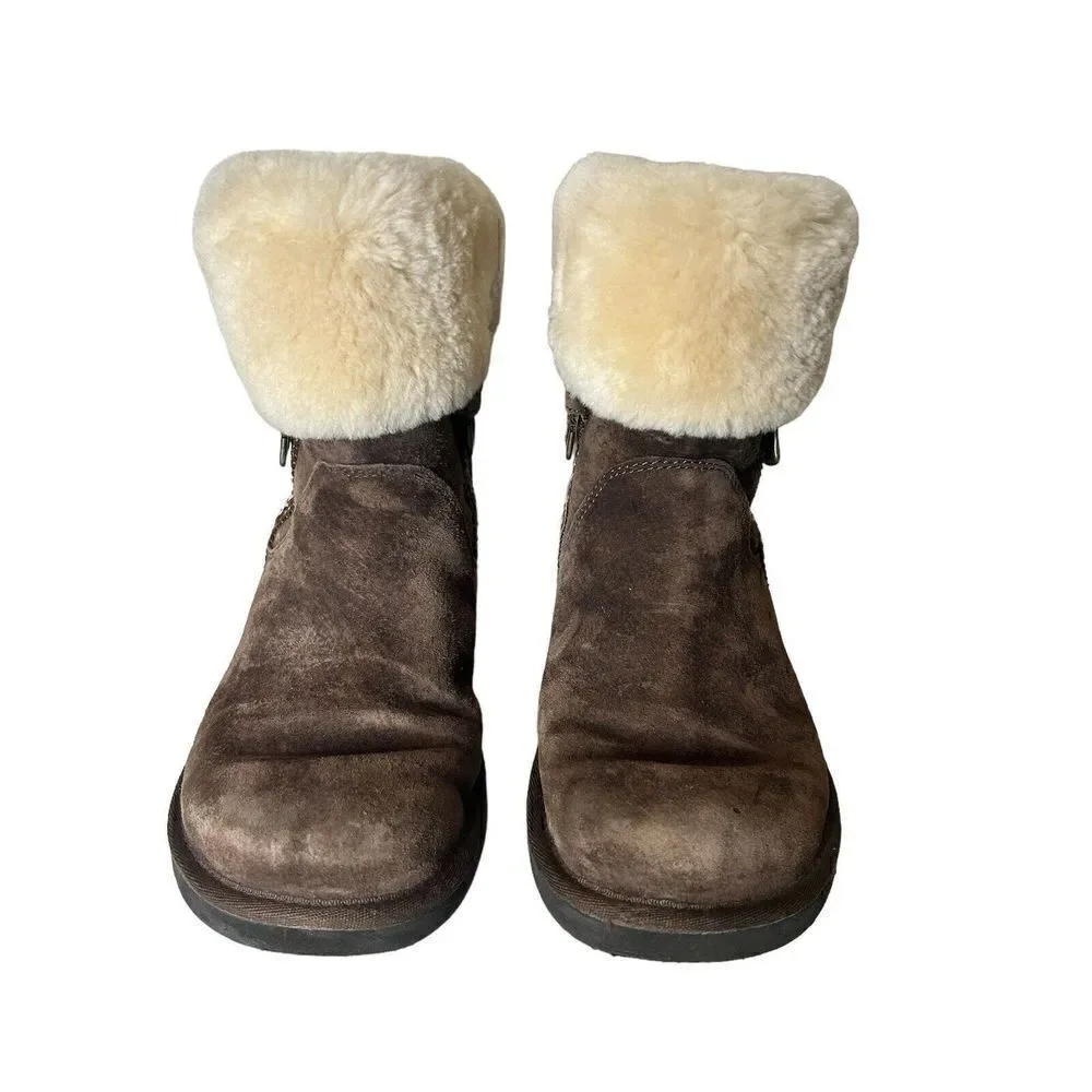 UGG METRO TAS FUR CUFF BOOTS ESPRESSO WOMENS 7 Amazing Condition!